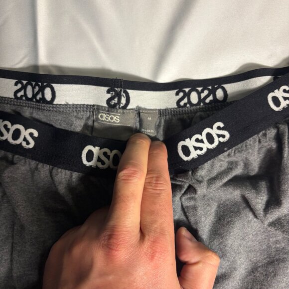 ASOS Men’s Pajama Pants – Gray Lounge Sleep Pants with Logo Waistband - Picture 2 of 4